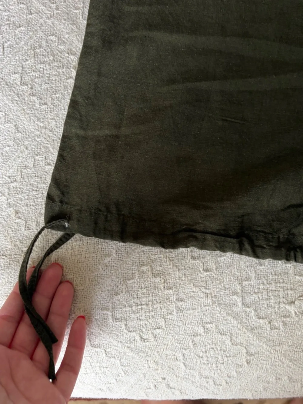 NWOT Women's S H&M Linen-Blend Pull-On Pants Dark Khaki Green